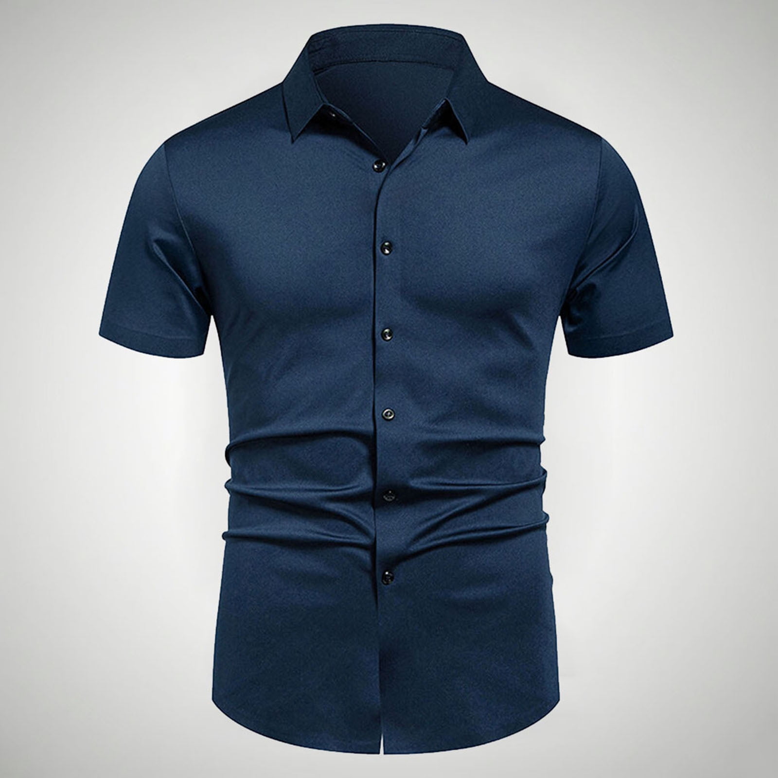 Men's Solid Color Thin Short Sleeve Lapel Collar Simple Casual Shirt main image 0