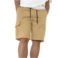 thumbnail image 1 of Bzhegqhd Men's Casual Cargo Shorts,Spring Summer Drawstring Waist Knee-Length Work Shorts with Multiple Pockets, Solid Color Fashion Outdoor, 1 of 5