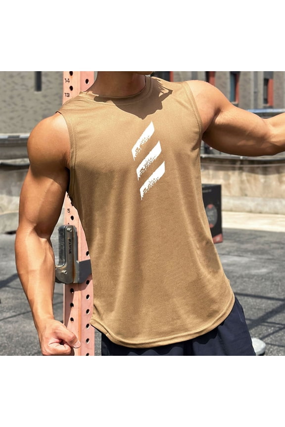 Men's Casual Mesh Round Neck Pullover Sports Sleeveless Fashion