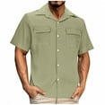thumbnail image 1 of Bzhegqhd Men's Casual Patchwork Lapel Shirt and Versatile Short Sleeved, 1 of 5
