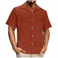 thumbnail image 1 of Bzhegqhd Men's Casual Patchwork Lapel Shirt and Versatile Short Sleeved, 1 of 5