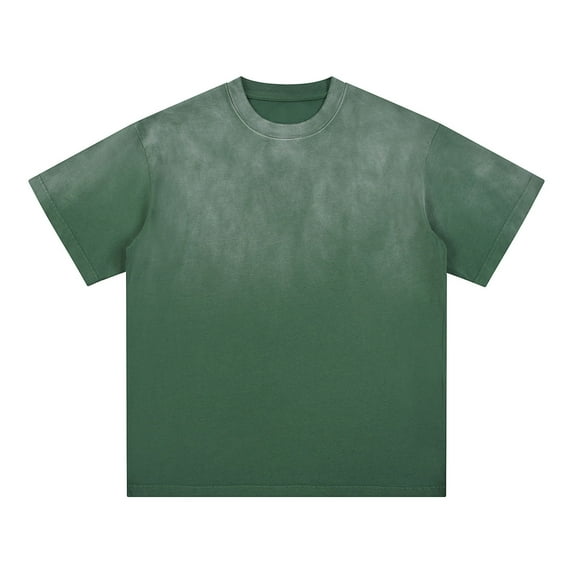 Bzhegqhd Men's Casual Round Neck Gradient Sports Washed Cotton Retro Distressed T-shirt
