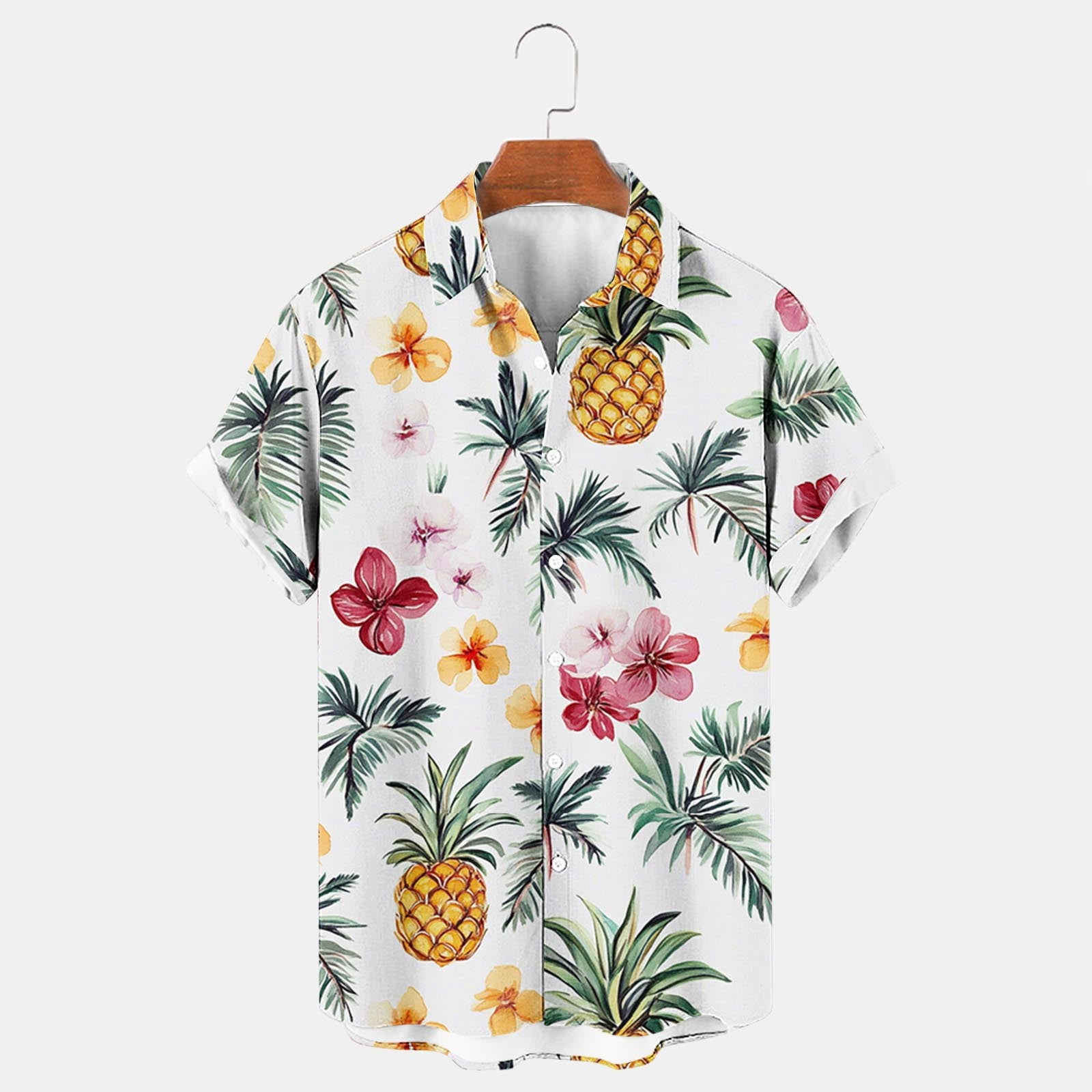 TUNEVUSE Men's Hawaiian Bowling Shirt - Tropical Short Sleeve Button Down, Casual Summer Beach Shirt