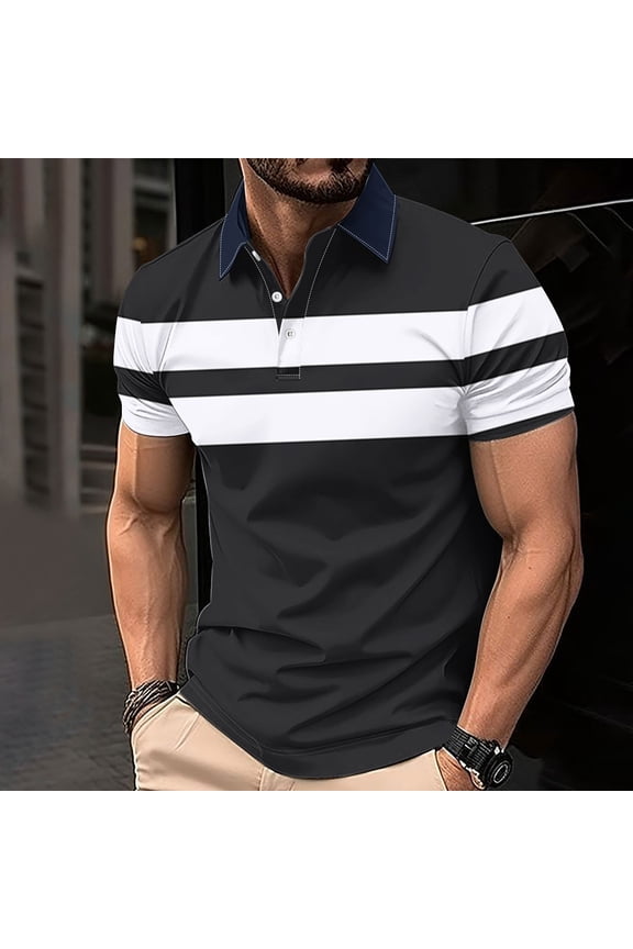 Men's Casual Short Sleeved Shirt with Printed Short Sleeved Collar Top/shirt