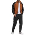 thumbnail image 1 of Bzhegqhd Men's Color Block Tracksuit Set Stand Collar Full Zip Long Sleeve Jacket with Pockets and Drawstring Elastic Waist Jogger Pants Two Piece Modern Streetwear Outfit, 1 of 5