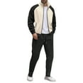 thumbnail image 1 of Bzhegqhd Men's Color Block Tracksuit Set Stand Collar Full Zip Long Sleeve Jacket with Pockets and Drawstring Elastic Waist Jogger Pants Two Piece Modern Streetwear Outfit, 1 of 5