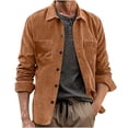 thumbnail image 1 of Bzhegqhd Men's Corduroy Shirts Jacket Solid Color Vintage Button Down Chest Pocket Long Sleeve Lapel Collar Soft Textured Fabric Overshirt Coat, 1 of 3