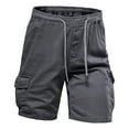 thumbnail image 1 of Bzhegqhd Men's Cotton Cargo Shorts,Casual Multi-Pocket Knee-Length Dark Tones Shorts with Drawstring Waist, 1 of 6
