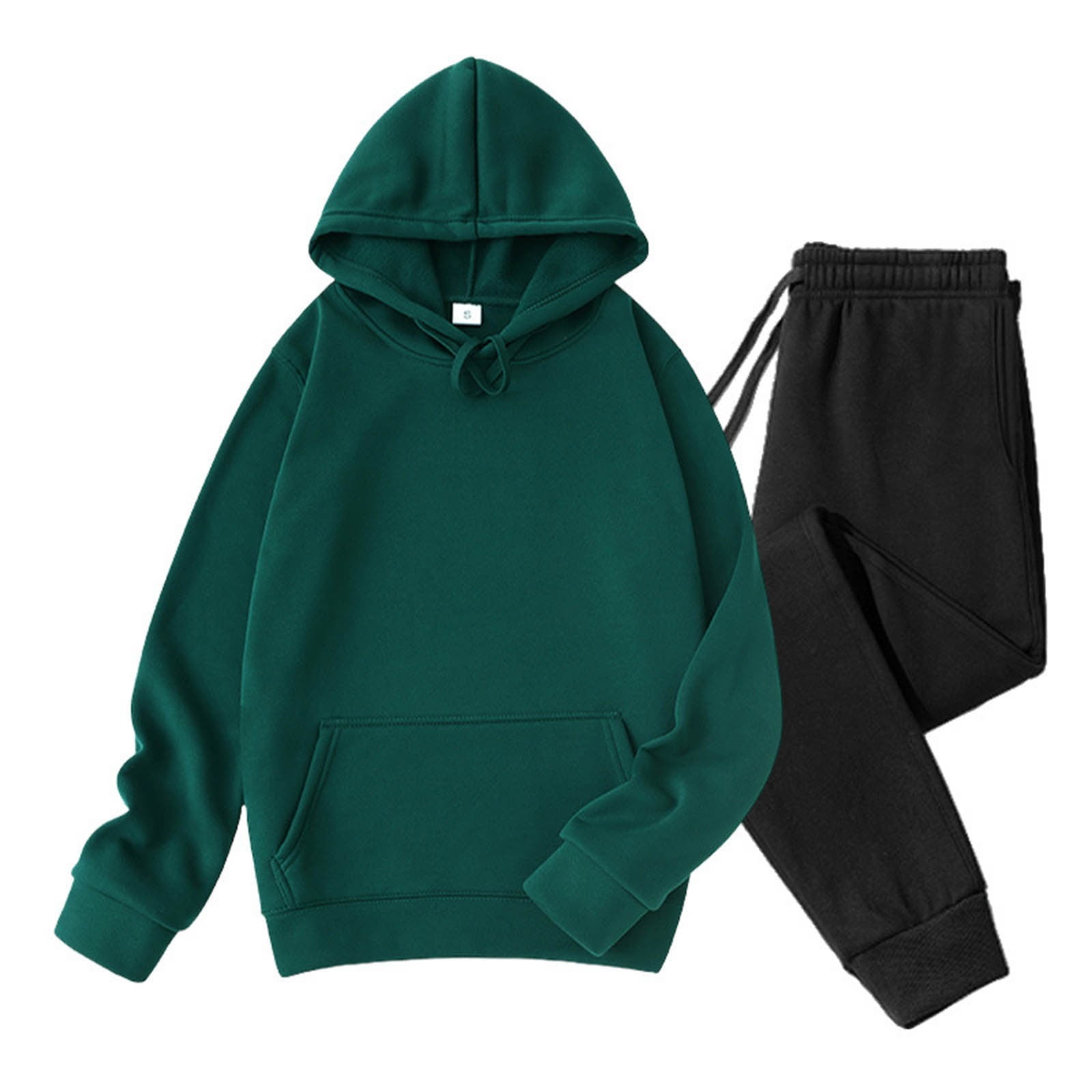 Men Long Sleeve Loose Hooded Sweater Set