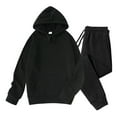 thumbnail image 1 of Bzhegqhd Men's Fleece Hoodie and Sweatpants Set Solid Color Long Sleeve Hooded Sweatshirt with Pocket and Drawstring Joggers Lounge Set Winter Comfort Outfit, 1 of 6
