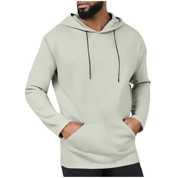 Bzhegqhd Men's Hoodies Solid Color Performance Long Sleeve Athletic Pullover with Mesh Pockets and Drawstring Moisture Wicking Sportswear Gym Training Running Tops