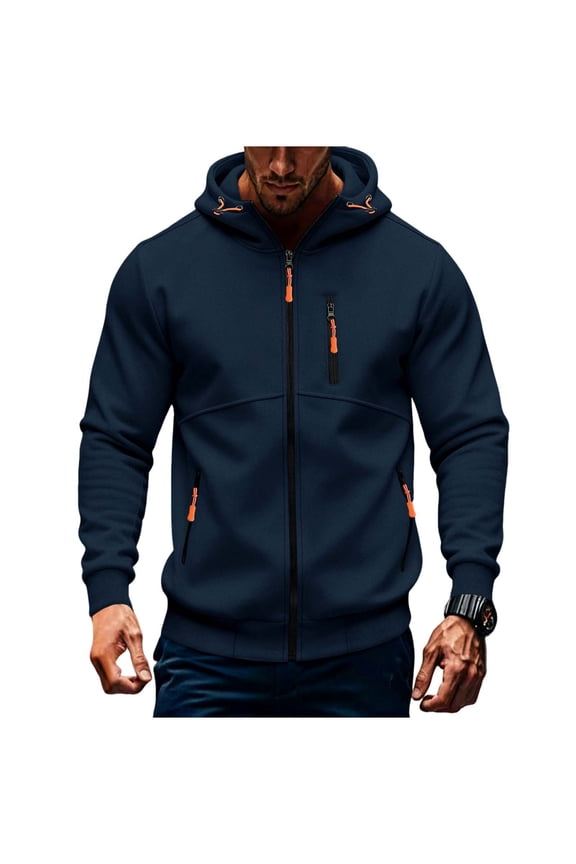 Men's Hoodies Solid Color Zip Up Jacket Quarter Zip Front Pocket Casual Sportswear Long Sleeve Cardigan Sweatshirt Lightweight Lounge Wear Pullover Tops