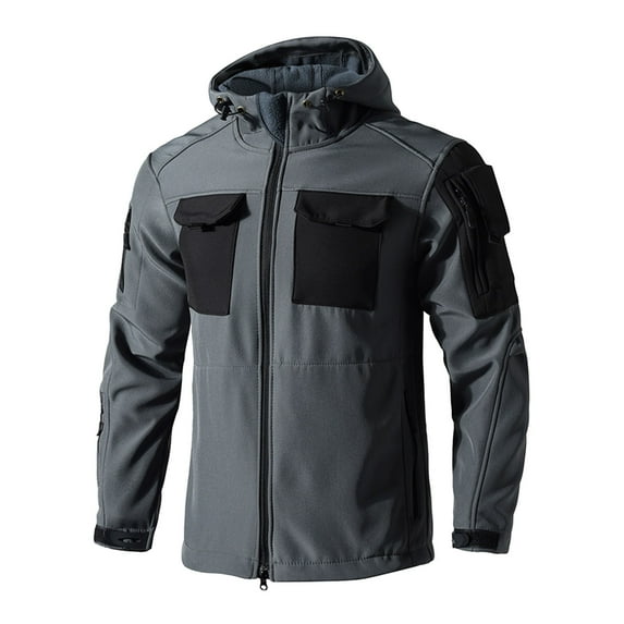 Bzhegqhd Men's Insulated Hooded Jacket for Outdoor Mountaineering Tactical Winter Workwear Waterproof Windproof Long Sleeve Hiking Coat Cold Weather Gear