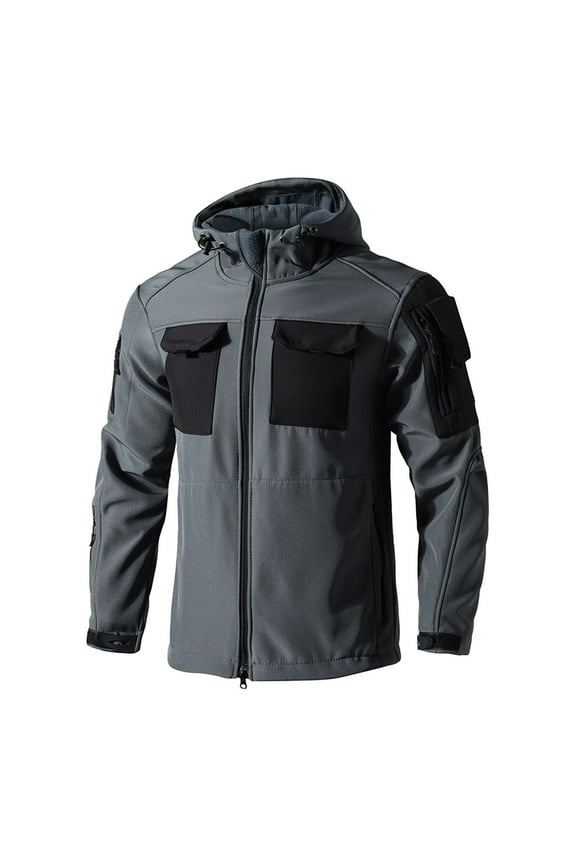 Men's Insulated Hooded Jacket for Outdoor Mountaineering Tactical Winter Workwear Waterproof Windproof Long Sleeve Hiking Coat Cold Weather Gear