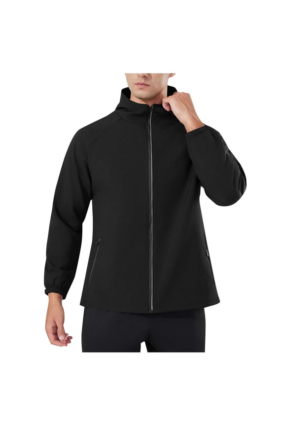 Men's Jacket Solid Color thermal Hooded Mountain Climbing Coat Waterproof Windproof Hiking Cycling Zippered Pockets Outdoor Sports Wear