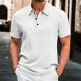 thumbnail image 1 of Bzhegqhd Men's Pullover Solid Color Button Short Sleeve Turndown Collar Blouse Shirt, 1 of 6