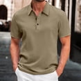 thumbnail image 1 of Bzhegqhd Men's Pullover Solid Color Button Short Sleeve Turndown Collar Blouse Shirt, 1 of 6