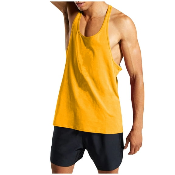 Bzhegqhd Men's Quick-Dry High-Stretch Slim Fit Workout Vest,Breathable Moisture-Wicking Sleeveless Gym Tank Top, Solid Color Round Neck Casual Athletic Shirt