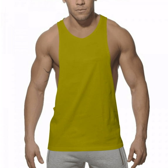 Bzhegqhd Men's Quick-Dry High-Stretch Slim Fit Workout Vest,Breathable Moisture-Wicking Sleeveless Gym Tank Top, Solid Color Round Neck Casual Athletic Shirt