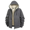 thumbnail image 1 of Bzhegqhd Men's Sherpa Lined Hooded Jacket Casual Solid Color Thickened Zip Up Fleece Coat Blouse with Pockets Warm Winter Long Sleeve Pullover Cozy Streetwear Top, 1 of 9