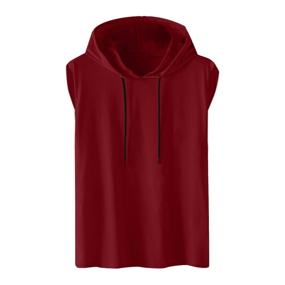 Bzhegqhd Men's Sleeveless Hooded Vest Pullover,Solid Color Casual Sporty Loose Fit Spring Summer Fashion Top