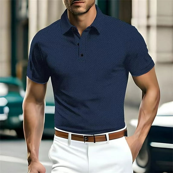 Bzhegqhd Men's Summer Mesh Ice Silk Short Sleeved Collar Solid Color Shirt Short Sleeved Shirt