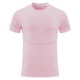 thumbnail image 1 of Bzhegqhd Men's Summer Solid Color Breathable Mesh Elastic Slim Comfortable Sport Casual Short Sleeved Round Neck Shirts, 1 of 3