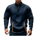 thumbnail image 1 of Bzhegqhd Men's Sweatshirts Utility Stand Collar Pullover Long Sleeve Color Block Pocketed Sportswear Top Athletic Casual Streetwear Blouse, 1 of 4