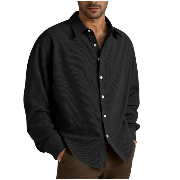 Bzhegqhd Men's formal Dress Shirts Long Sleeve Slim Fit Solid Color Button Down Collar office Workwear Business Professional Wear Wrinkle Resistant Easy Care Shirt Tops