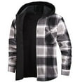 thumbnail image 1 of Bzhegqhd Mens Plaid Hooded Shirt Jacket Brushed Fleece Lining Long Sleeve Button Front Warm Flannel Overshirt with Pockets Winter Layering Piece Casual Outdoor Wear, 1 of 4