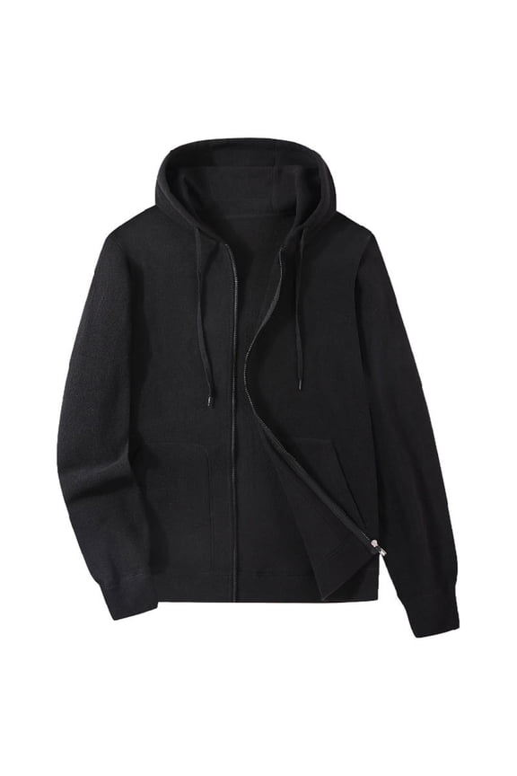 Mens Sherpa Lined Full Zip Hoodies Solid Color Warm Fleece Jacket Long Sleeve Kangaroo Pocket Casual Winter Outerwear Thick Plush Lounge Coat