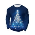 thumbnail image 1 of Bzhegqhd Mens Sweatshirts Christmas Print Waffle Knit Long Sleeve Shirt Holiday theme Round Neck Casual Top Festive Graphic Pullover Soft Breathable Tee, 1 of 3