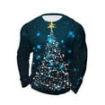 thumbnail image 1 of Bzhegqhd Mens Sweatshirts Christmas Print Waffle Knit Long Sleeve Shirt Holiday theme Round Neck Casual Top Festive Graphic Pullover Soft Breathable Tee, 1 of 4