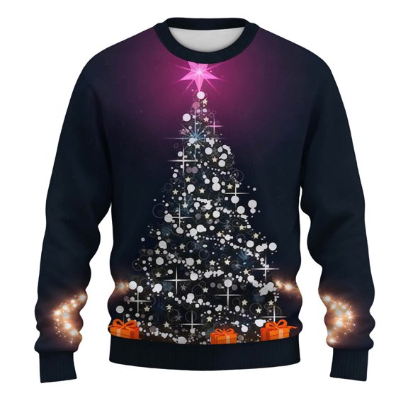 Bzhegqhd Mens T-shirts Christmas Print Long Sleeve Shirt Holiday theme Round Neck Casual Top Festive Graphic Pullover Soft Tee for Seasonal Party Family Gathering