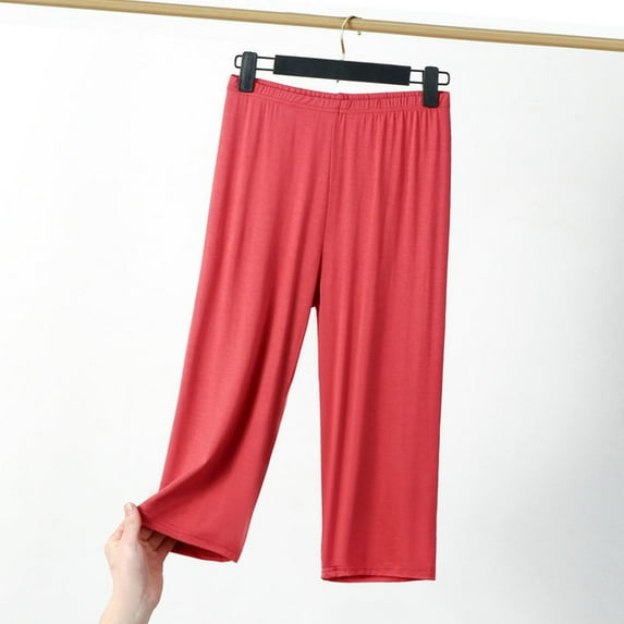 Bzhegqhd Pull On Capris for Women Summer Casual Solid Color Pants Loose Wide Leg Capri Pant Soft Lightweight Trousers for Outdoor and Everyday Wear