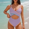thumbnail image 1 of Bzhegqhd Sexy Womens Bathing Suits,Fashion Women Summer Solid Color with Chest Cushion and No Steel Support Sexy Backless Strap Bikini Swimsuit, 1 of 5