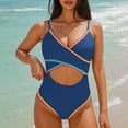 thumbnail image 1 of Bzhegqhd Sexy Womens Bathing Suits,Fashion Women Summer Solid Color with Chest Cushion and No Steel Support Sexy Backless Strap Bikini Swimsuit, 1 of 5