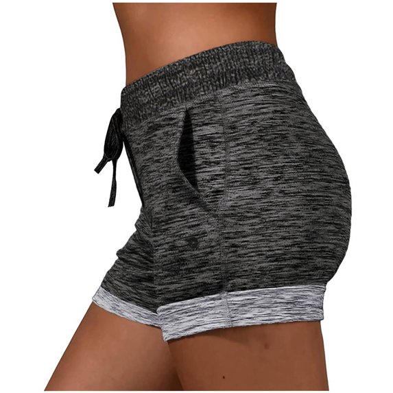 Bzhegqhd Spring Summer Solid Color Pockets Yoga Drawstring Outwear Sports Shorts for Women
