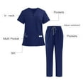 thumbnail image 1 of Bzhegqhd Unisex Medical Scrubs Set V-Neck Short Sleeve Top with Two Pockets and Elastic Drawstring Waist Pants Uniform for Nurses Men Women Caregiver Hospital Workwear, 1 of 9