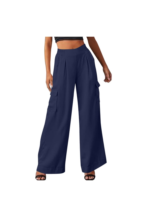 Wide Leg Dress Pants for Women Professional Work Trousers High Waisted Elastic Stretch Business Casual office Wear Solid Color Suit Pants Hidden Zipper Pockets Chic