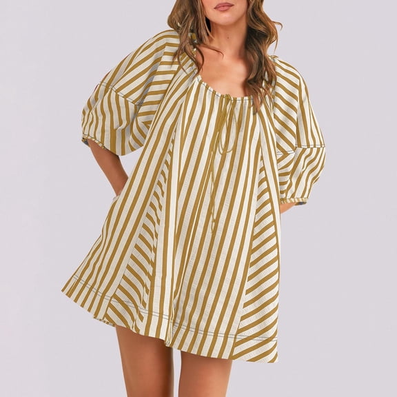 Bzhegqhd Woman Fashion Print Round Neck Drawstring Short Sleeve Pockets Jumpsuit