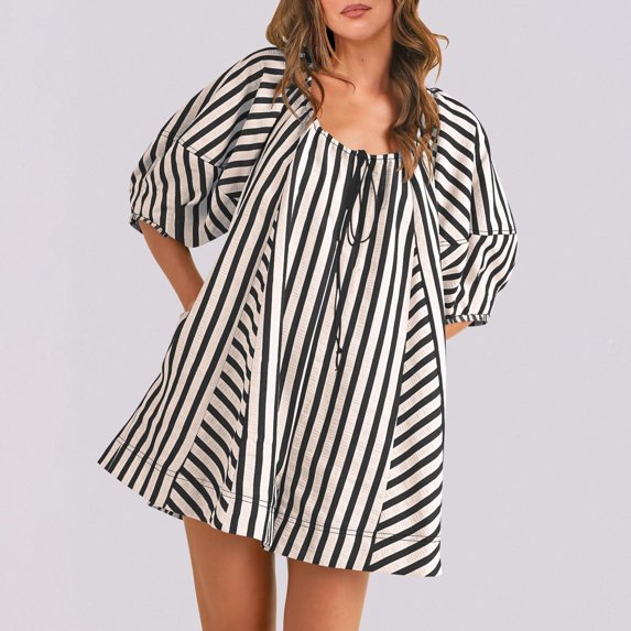 Bzhegqhd Woman Fashion Print Round Neck Drawstring Short Sleeve Pockets Jumpsuit