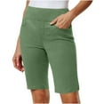 thumbnail image 1 of Bzhegqhd Women Solid Stretch Twill Shorts Thin Waist Pull On Regular Hiking Shorts Bermuda Summer Casual with Pockets, 1 of 8