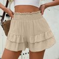 thumbnail image 1 of Bzhegqhd Women Summer Fashion Solid Color Ruffled Pleated Skirt Shorts, 1 of 7
