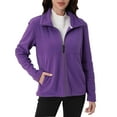 thumbnail image 1 of Bzhegqhd Women's Casual Solid Color Full Zip Fleece Jacket No Hood Lightweight Warm Long Sleeve Versatile Outdoor Midlayer, 1 of 8