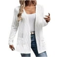 thumbnail image 1 of Bzhegqhd Women's Coat Solid Color Knit Cardigan with Double Pocket Open Front Jacquard Pattern Blouse Long Sleeve Lightweight Outwear Spring Fall Fashion Top, 1 of 7
