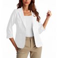 thumbnail image 1 of Bzhegqhd Women's Deep V Neck Blazer Jacket 3/4 Sleeve Button Front Slim Fit office Casual Suit Coat with Pockets, 1 of 5