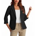 thumbnail image 1 of Bzhegqhd Women's Deep V Neck Blazer Jacket 3/4 Sleeve Button Front Slim Fit office Casual Suit Coat with Pockets, 1 of 8