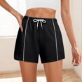 thumbnail image 1 of Bzhegqhd Women's Fashion Solid Color Shorts with Elastic Waistband Drawstring Side Pockets for Casual Wear, 1 of 7