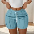 thumbnail image 1 of Bzhegqhd Women's Fashion Solid Color Shorts with Elastic Waistband Drawstring for Casual Wear, 1 of 3
